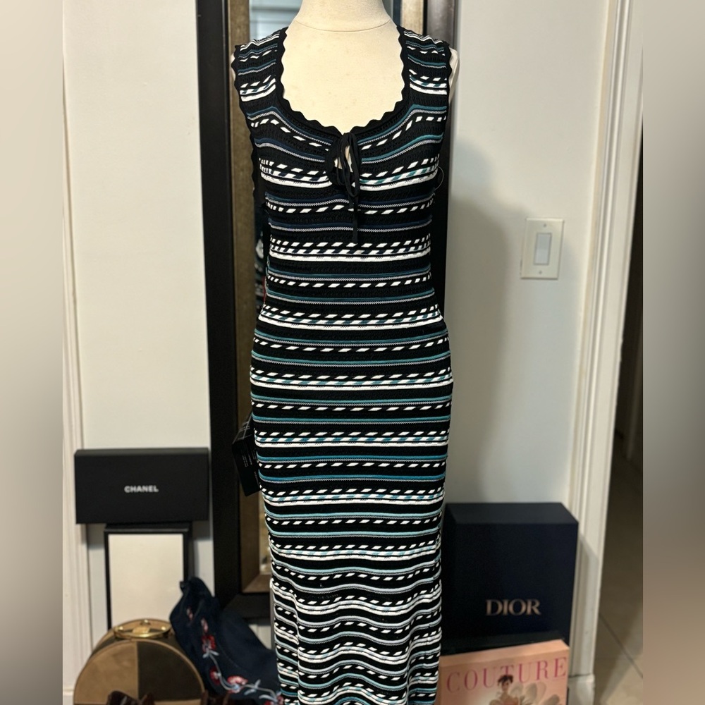 BCBGMAXAZRIA Women's Dotted Stripe Bodycon Dress. Size Large NWT